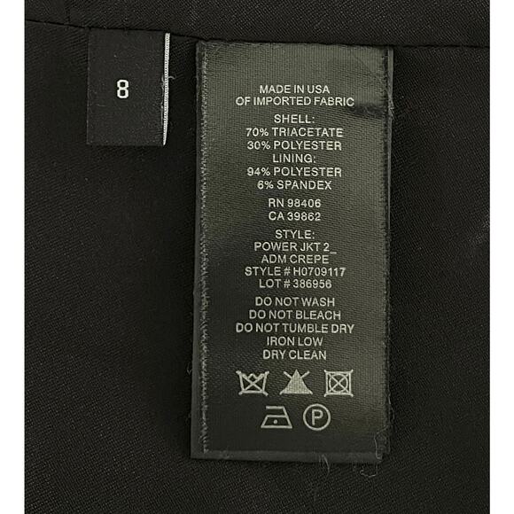 Theory Crepe Power Jacket Black Blazer Size 8 Professional Career Office - Picture 11 of 11